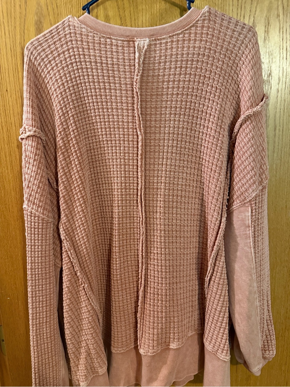 Easel Women's Mauve Waffle-Knit top with Leopard Peace Sign - Picture 3 of 3